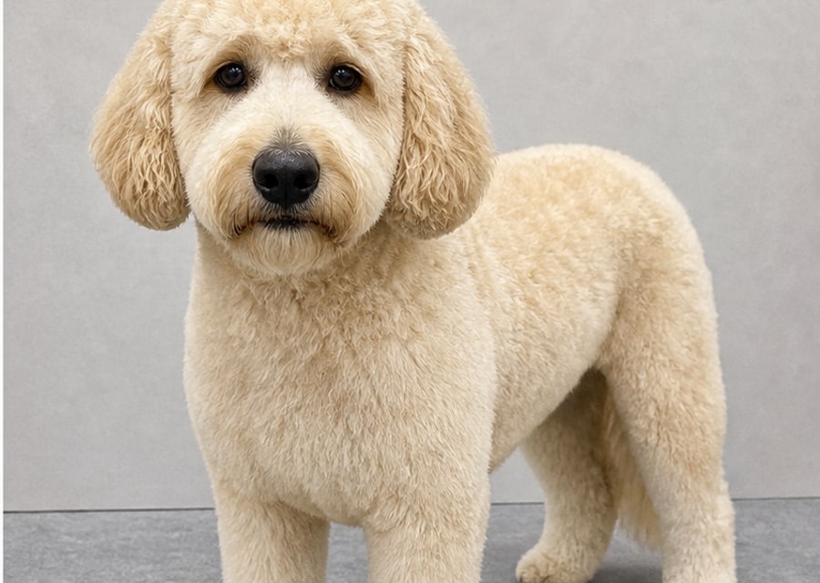 Biscuit after a full groom